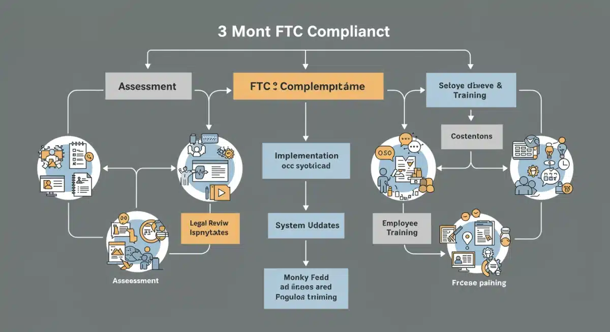Three-month action plan flowchart for FTC compliance in 2025