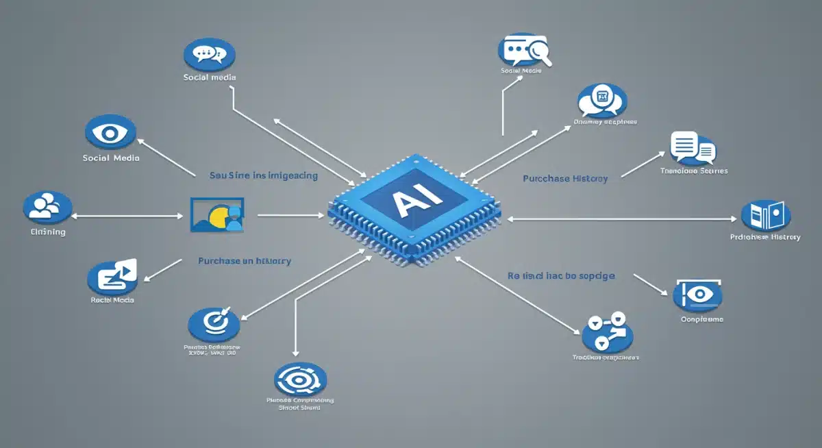 AI processing diverse data streams for actionable insights