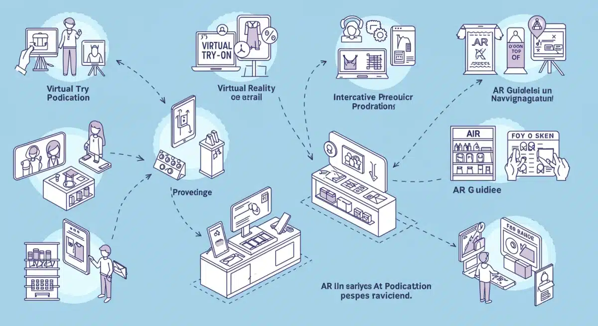 Infographic showing diverse augmented reality applications in modern retail