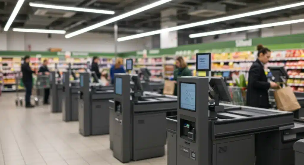 Automated Checkout Systems: 10% Labor Cost Reduction for US Supermarkets in 2025