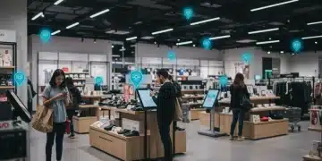 Shoppers interacting with beacon-enabled retail environment, enhanced engagement