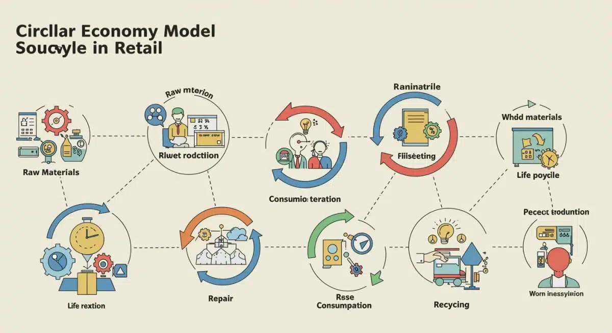 Circular economy model illustration for sustainable retail practices.