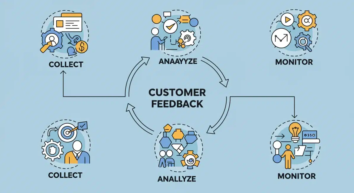 Flowchart depicting the continuous customer feedback loop process