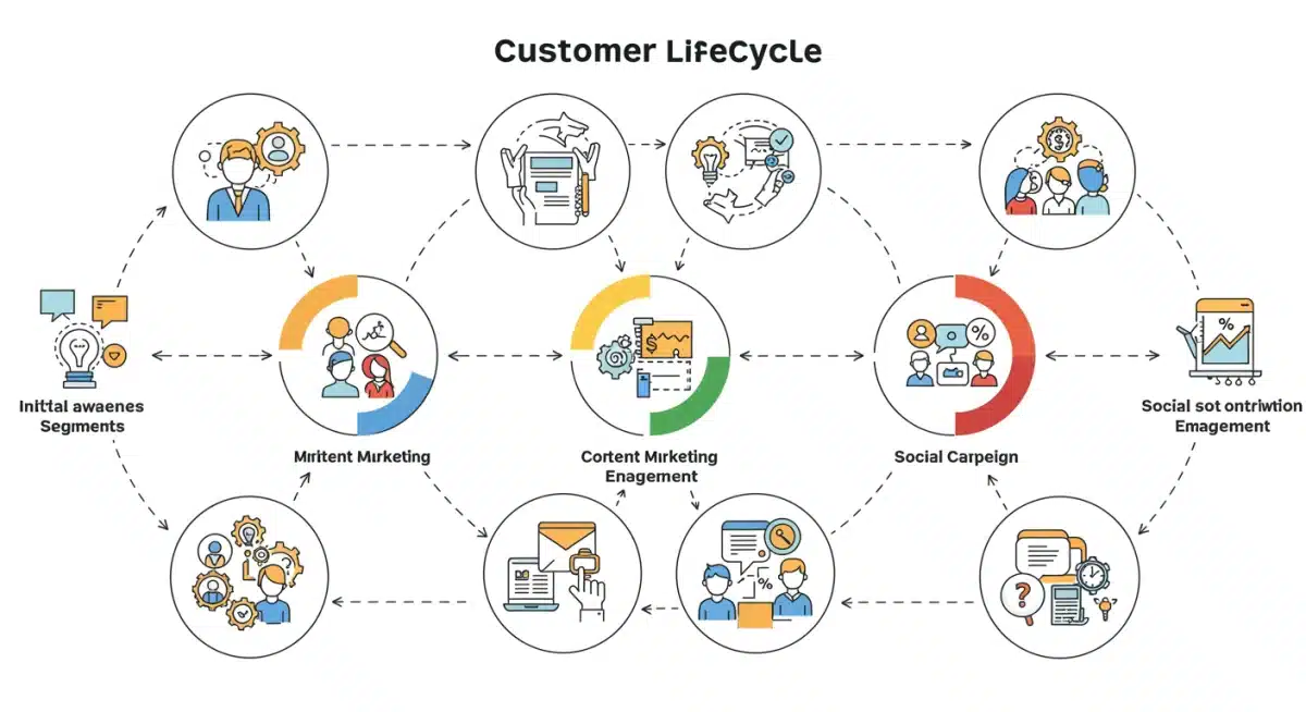 Customer lifecycle stages and value segmentation infographic