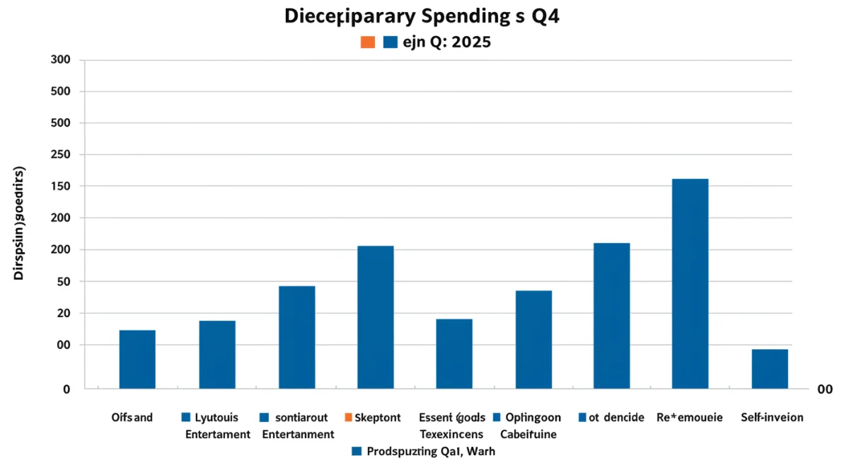 Bar chart illustrating shifts in discretionary spending categories from Q4 2024 to Q1 2025