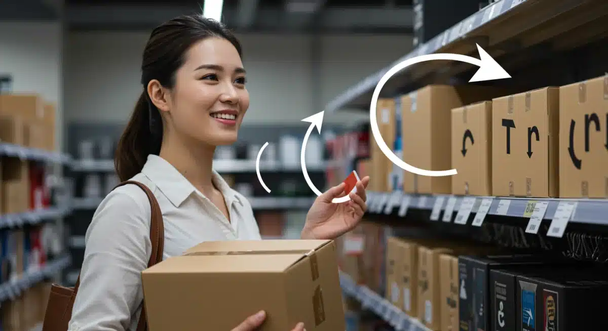 Customer easily returning product at retail store with positive experience