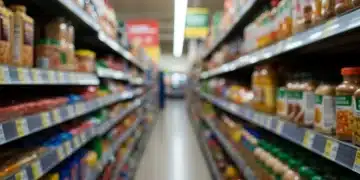 Updated food nutrition labels on supermarket products, highlighting FDA compliance.