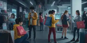 Gen Z consumers interacting with digital retail, influencing market trends