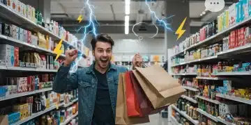 Person making an impulse purchase at a modern retail store