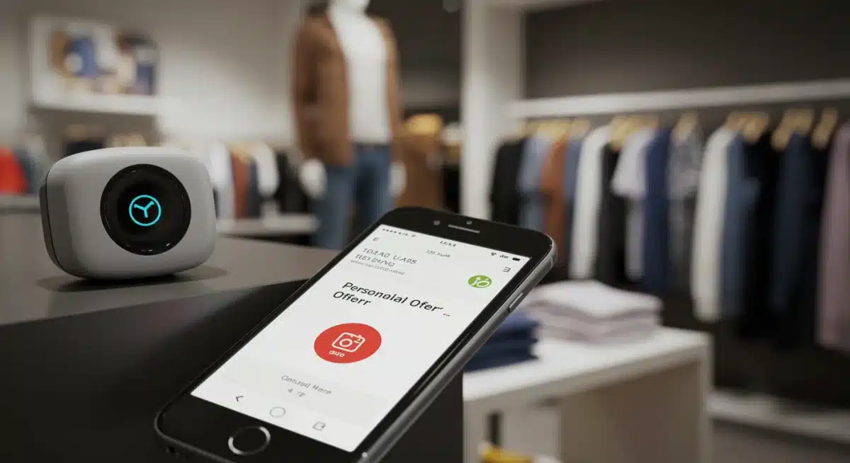 Beacon device offering personalized retail experience to a customer's smartphone