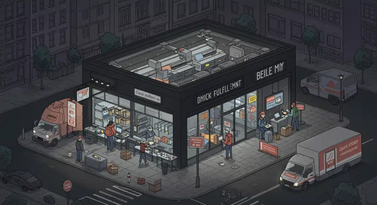 Automated micro-fulfillment center optimizing quick commerce order processing.