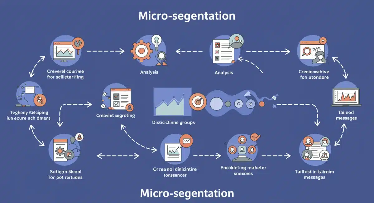 Micro-segmentation process infographic from data collection to personalized marketing
