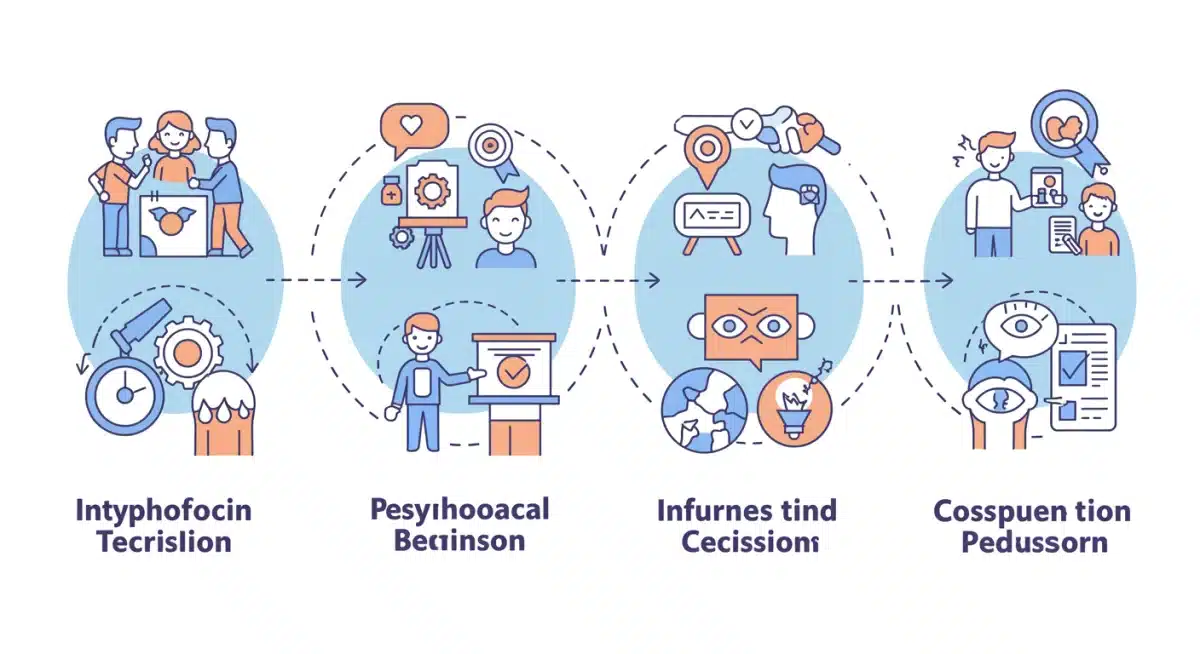 Illustration of four interconnected psychological triggers influencing consumer decisions