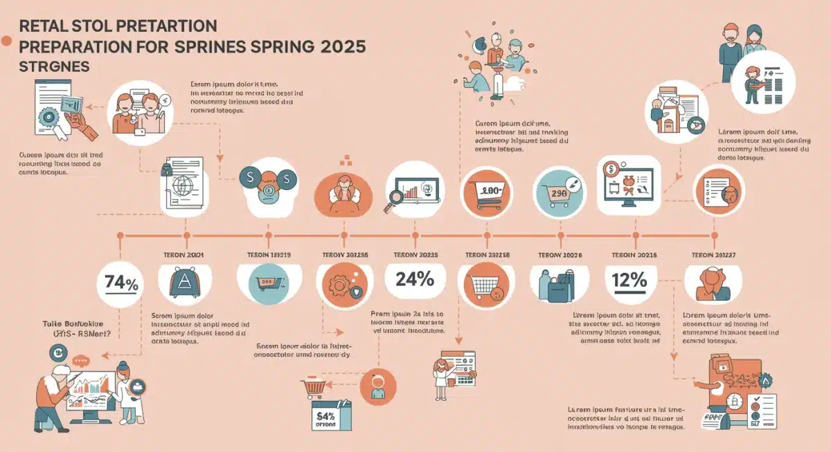 Infographic detailing critical retail preparation timeline for Spring 2025, highlighting key strategic phases.