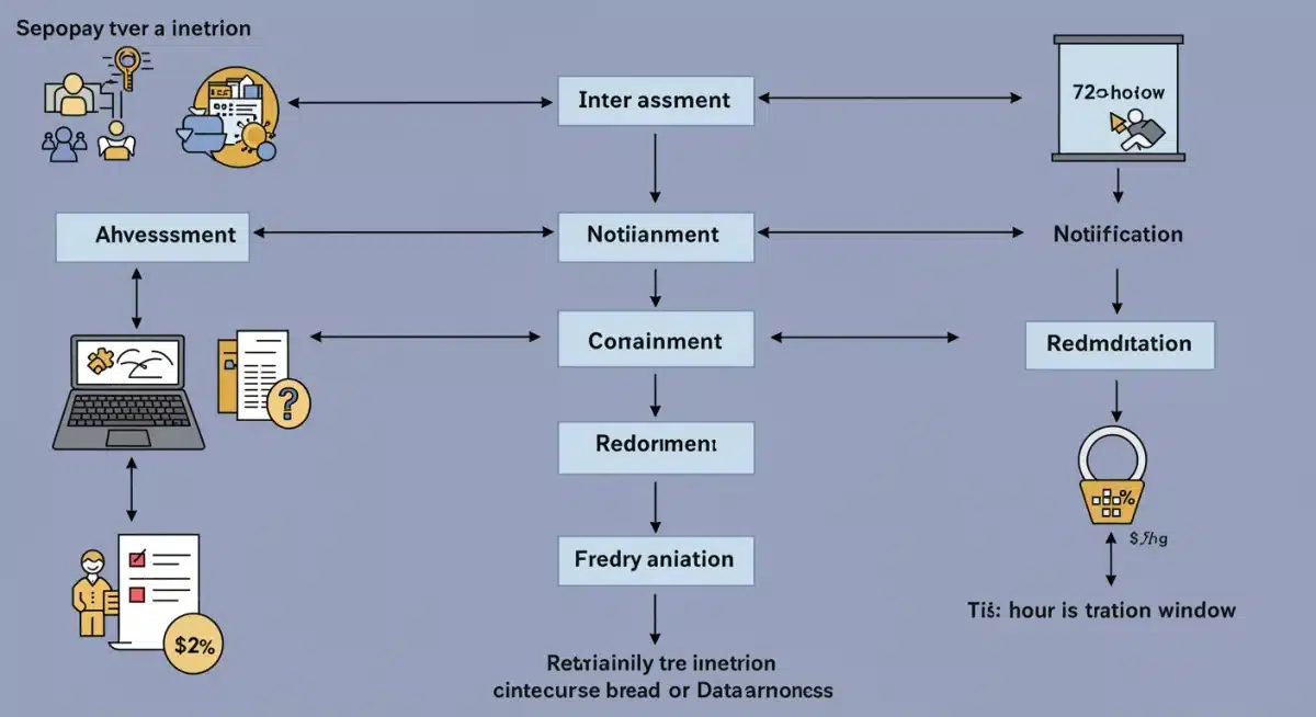 Data breach response flowchart for retailers within 72 hours.